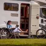 Family vacation travel, holiday trip in motorhome RV