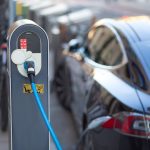 Electric Car in Charging Station.