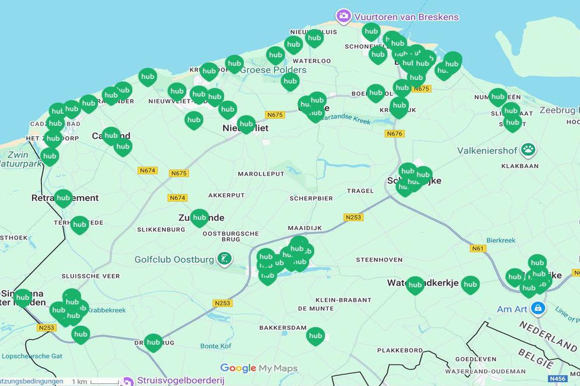 Netz-Übersichtskarte Hub-Haltestellen für Flex-Bus